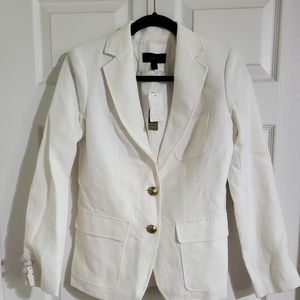 J. CREW SCHOOLBOY BLAZER IN LINEN WHITE/IVORY